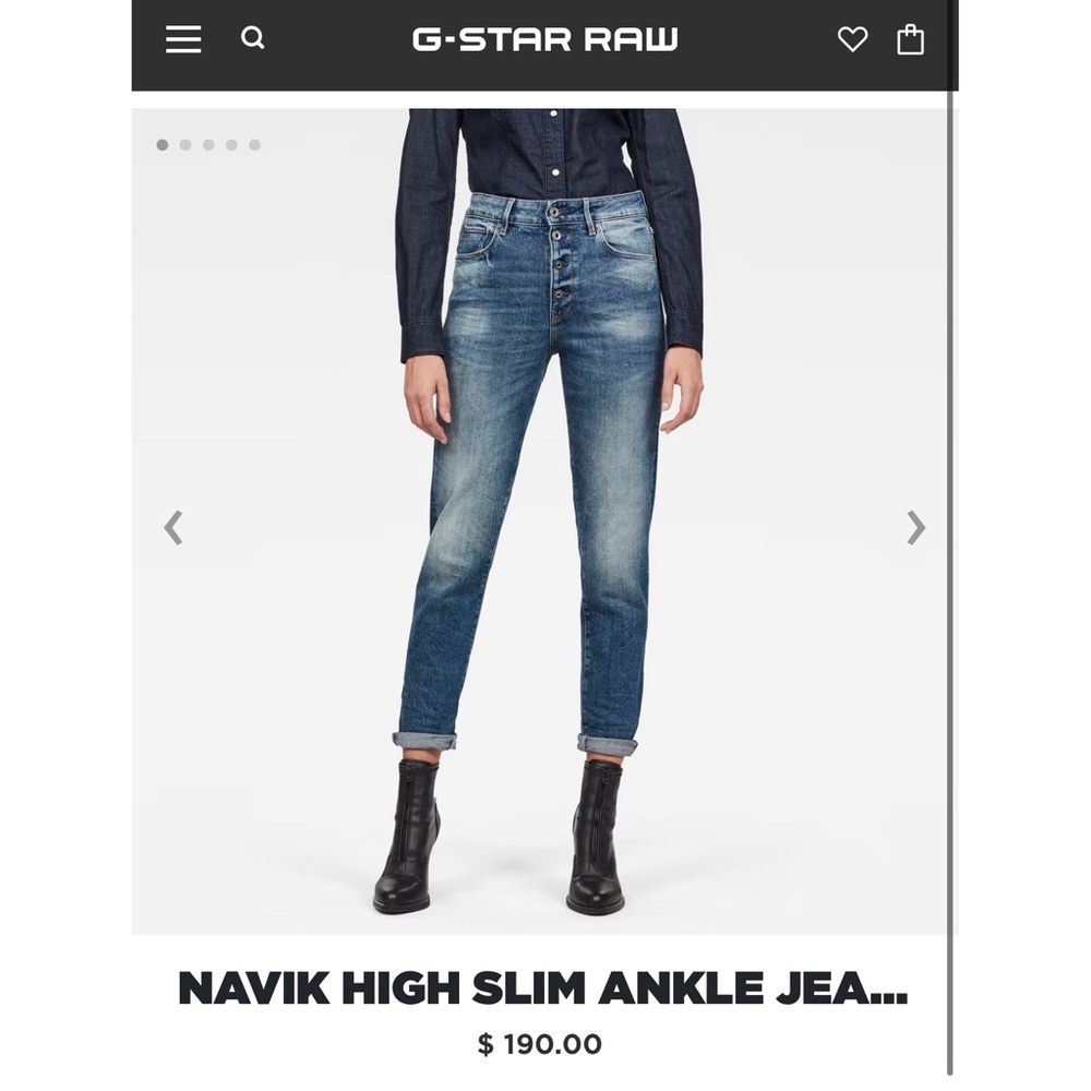 $190 G-Star Raw Navik Jeans size 26